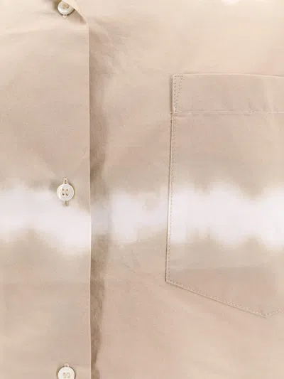 Aspesi Cotton Shirt With Printed Tie-dye Pattern In Neutral