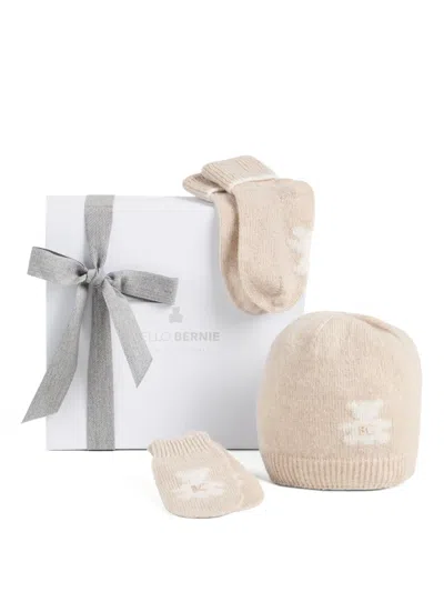 Brunello Cucinelli Teddy-bear Cashmere Beanie-mitten-sock Set In Neutral