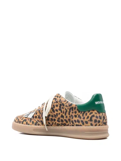 Woolrich Animal Print Low-top Sneakers With Rubber Sole In Brown