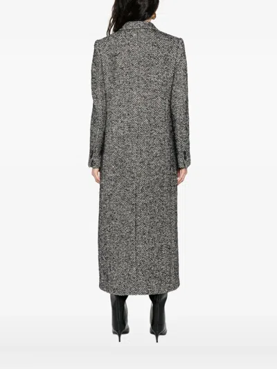 Dolce & Gabbana Double-breasted Coat With Herringbone Pattern Dolce E Gabbana In Gray