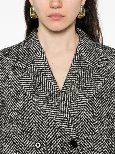 Dolce & Gabbana Double-breasted Coat With Herringbone Pattern Dolce E Gabbana In Gray
