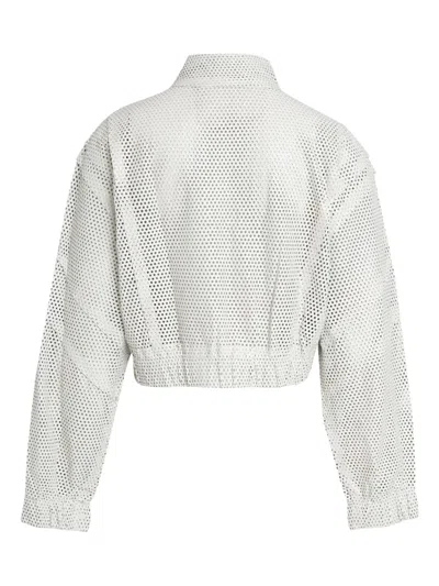 Osklen Micro-perforated Leather Bomber Jacket In White