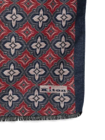 Kiton Floral-pattern Scarf In Red