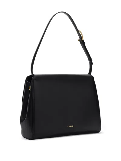 Furla Domus S Shoulder Bag With Adjustable Strap In Black
