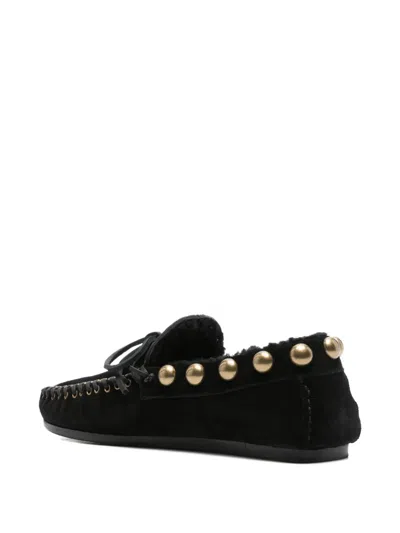 Isabel Marant Fitza Loafers Bow Studs Flat Sole In Black