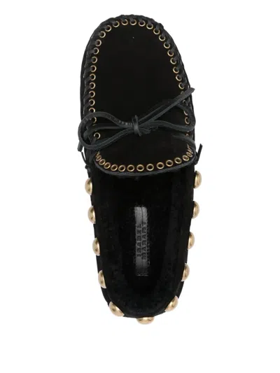 Isabel Marant Fitza Loafers Bow Studs Flat Sole In Black