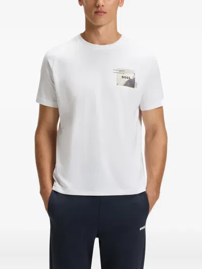 Hugo Boss Boss By  Men's Decorative Reflective Relaxed-fit T-shirt In White