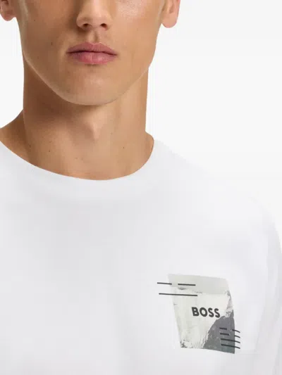 Hugo Boss Boss By  Men's Decorative Reflective Relaxed-fit T-shirt In White