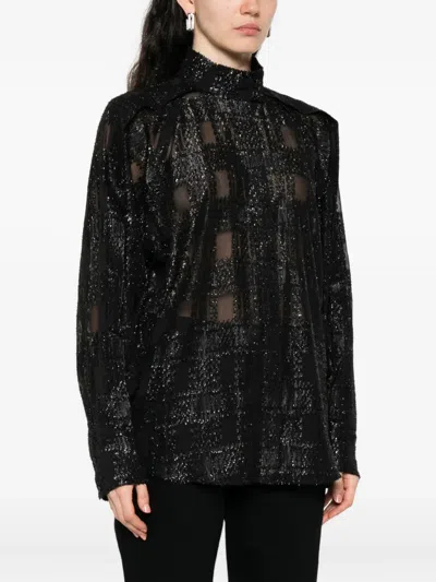 Iro Patterned-jacquard Blouse In Black