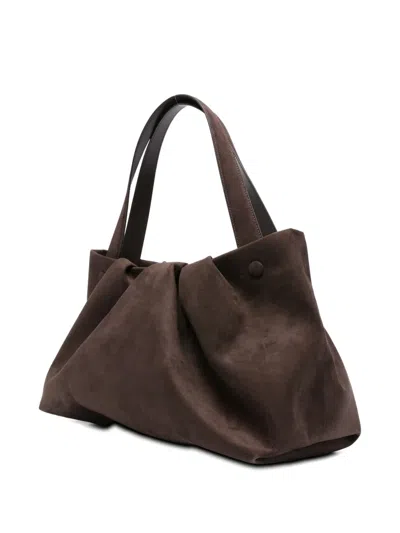 Themoirè Pleated Top-handle Tote Bag In Brown