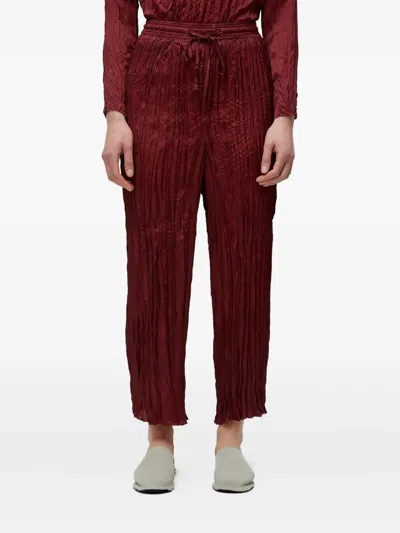Osklen Wrinkled-effect Satin Trousers In Red