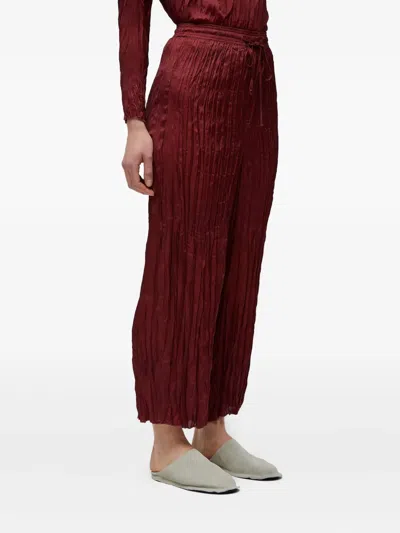 Osklen Wrinkled-effect Satin Trousers In Red