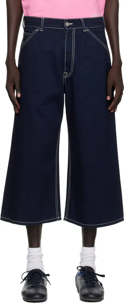 Acne Studios Contrast-stitch Trousers In Blue