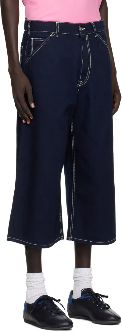 Acne Studios Contrast-stitch Trousers In Blue