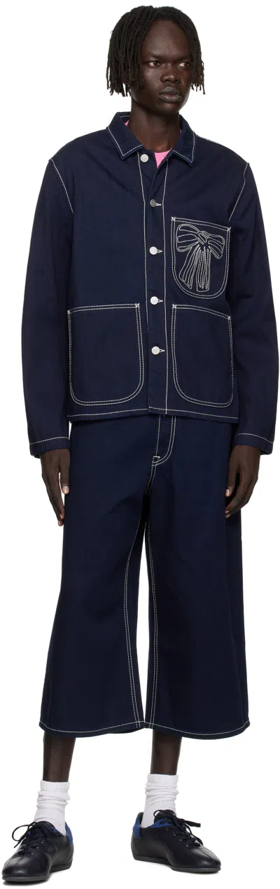 Acne Studios Contrast-stitch Trousers In Blue