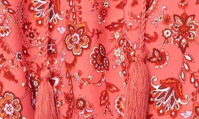 Gibsonlook Harvest Moon Border Print Blouse In Burgundy Spice Border Print