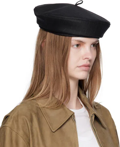 Ruslan Baginskiy Black Stripe-pattern Beret In Black
