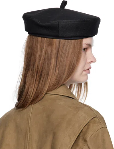 Ruslan Baginskiy Black Stripe-pattern Beret In Black