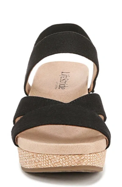 Lifestride Danita Slingback Platform Wedge Sandal In Black
