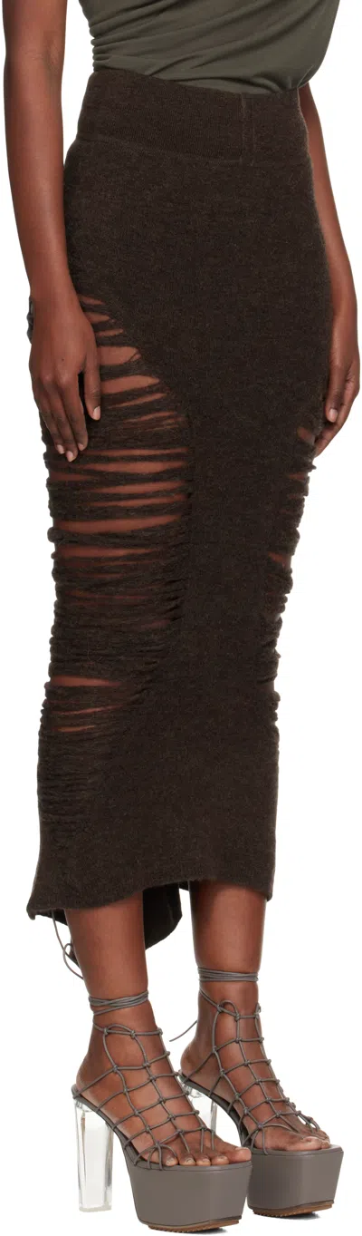 Rick Owens Brown Concordians Calf Dauphine Midi Skirt In Brown
