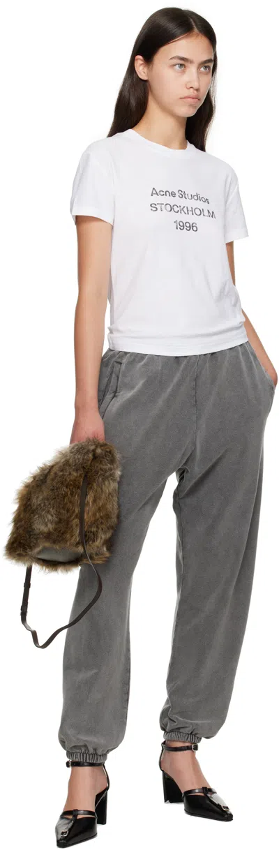 Acne Studios Women White Crewneck T-shirt And Logo Lettering Print On The Front In Cotton Woman