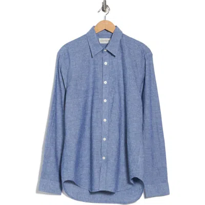 Coastaoro Linen & Cotton Blend Button-up Shirt In Blue