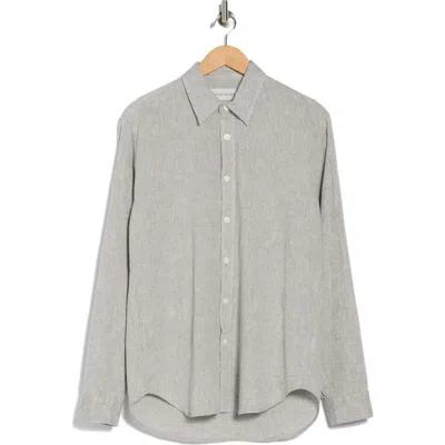 Coastaoro Linen & Cotton Blend Button-up Shirt In Gray