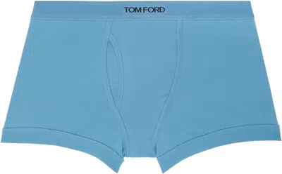 Tom Ford Blue Cotton Stretch Jersey Boxer Briefs In Blue