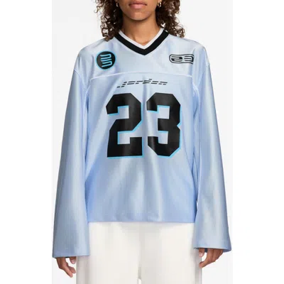 Jordan Oversize Long Sleeve V-neck Jersey Top In Blue