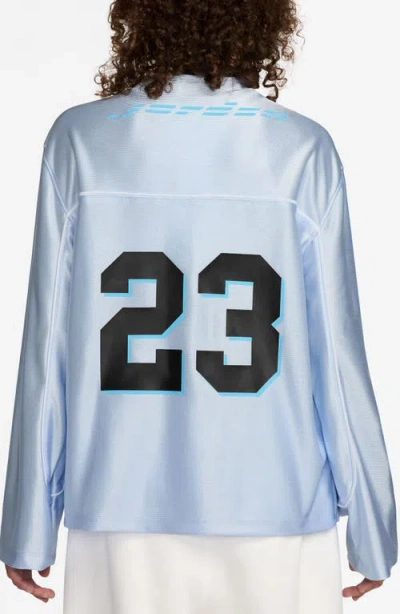 Jordan Oversize Long Sleeve V-neck Jersey Top In Blue