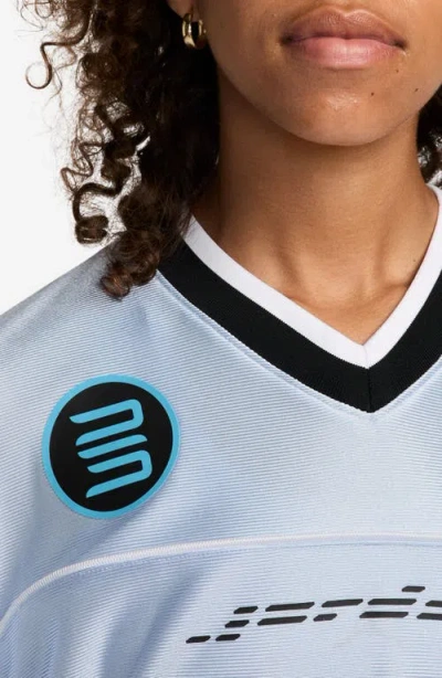 Jordan Oversize Long Sleeve V-neck Jersey Top In Blue