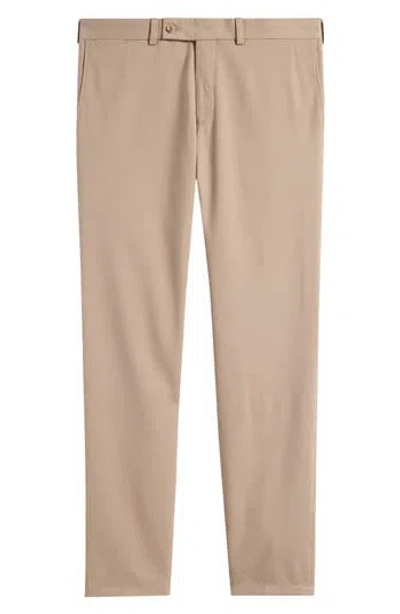 Jack Victor Palmer Flat Front Stretch Cotton & Wool Pants In Brown