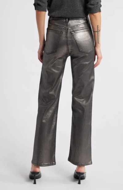 Frame Le Sleek Straight Coated Jeans In Grey Chrome