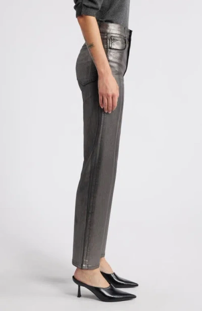Frame Le Sleek Straight Coated Jeans In Grey Chrome