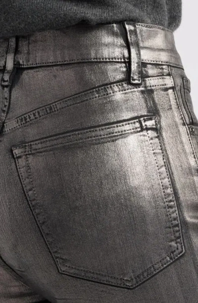 Frame Le Sleek Straight Coated Jeans In Grey Chrome