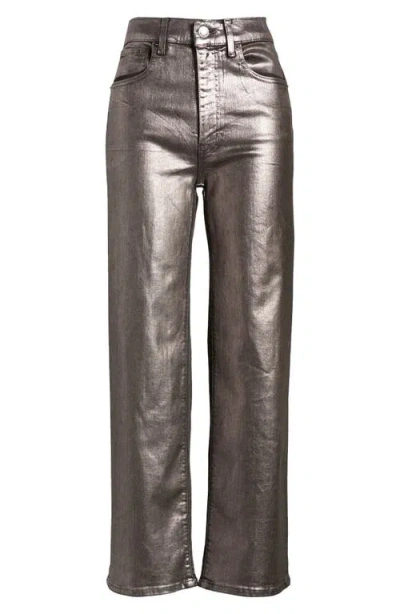 Frame Le Sleek Straight Coated Jeans In Grey Chrome