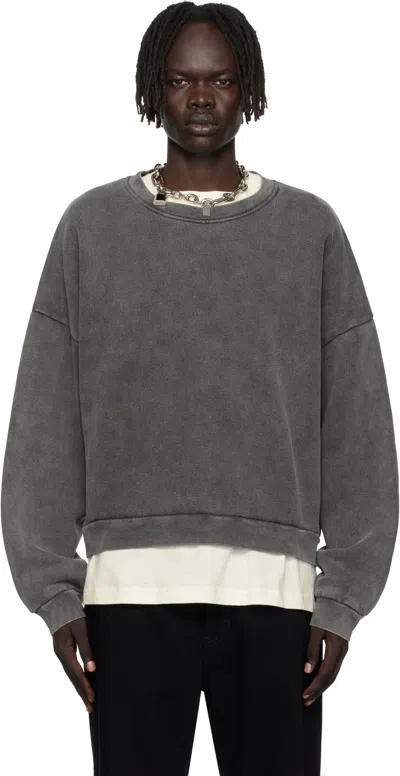 Acne Studios Relaxed Fit Crew Neck Long Sleeve Shirt In Black