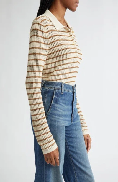 Rag & Bone Viola Stripe Long Sleeve Polo Sweater
