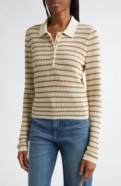 Rag & Bone Viola Stripe Long Sleeve Polo Sweater