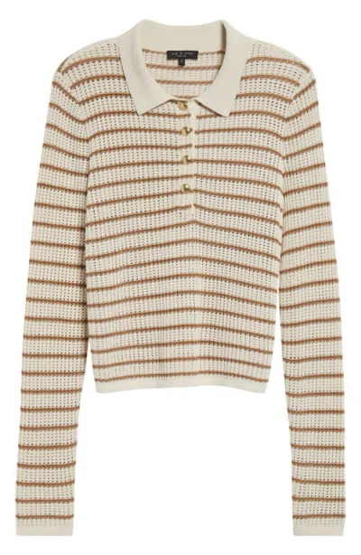 Rag & Bone Viola Stripe Long Sleeve Polo Sweater