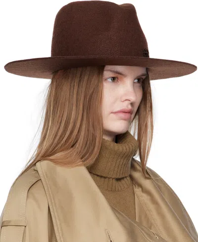 Ruslan Baginskiy Monogram-embellished Fedora Hat With Wide Brim In Brown