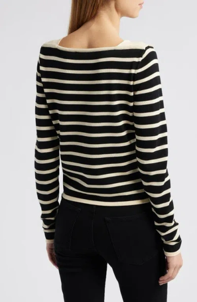 Frame Stripe Square Neck Cotton Sweater In Multi