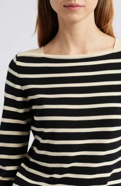 Frame Stripe Square Neck Cotton Sweater In Multi