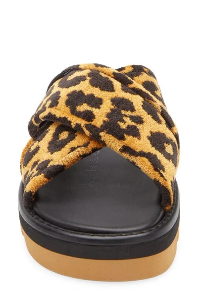 Stella Mccartney Leopard Print Crossed Straps Flat Sandals In Brown