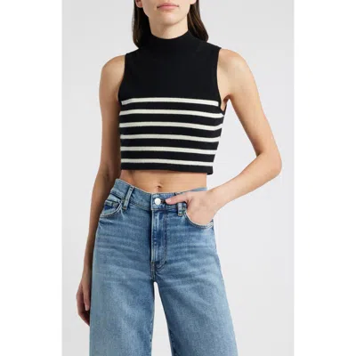 Frame Mock Neck Sleeveless Crop Cashmere Sweater In Multi