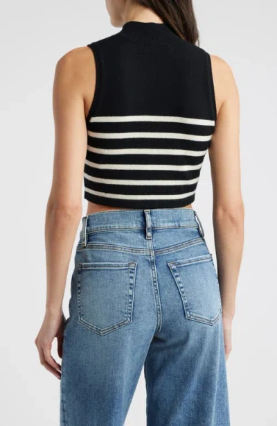 Frame Mock Neck Sleeveless Crop Cashmere Sweater In Multi
