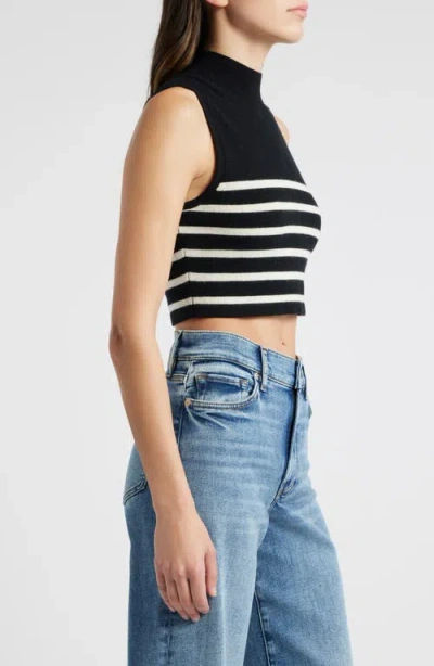 Frame Mock Neck Sleeveless Crop Cashmere Sweater In Multi