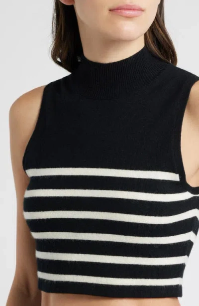 Frame Mock Neck Sleeveless Crop Cashmere Sweater In Multi
