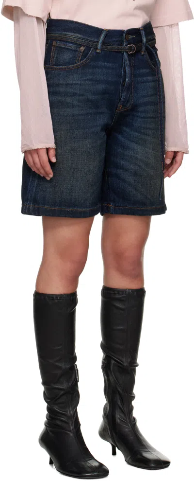 Acne Studios Navy Loose Fit Denim Shorts In Black