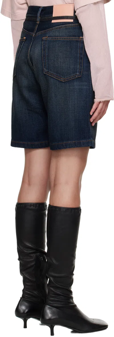 Acne Studios Navy Loose Fit Denim Shorts In Black